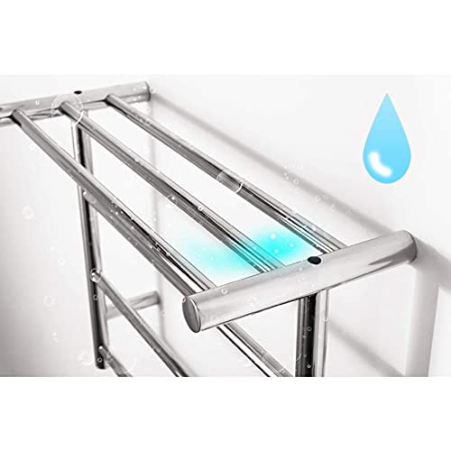 Toallero calefactado con Acabado Pulido a Espejo, Moderno radiador eléctrico para toallero, Acero Inoxidable, tamaño: 480 x 610 x 230 mm, Resistente al Polvo y al Agua, Grado