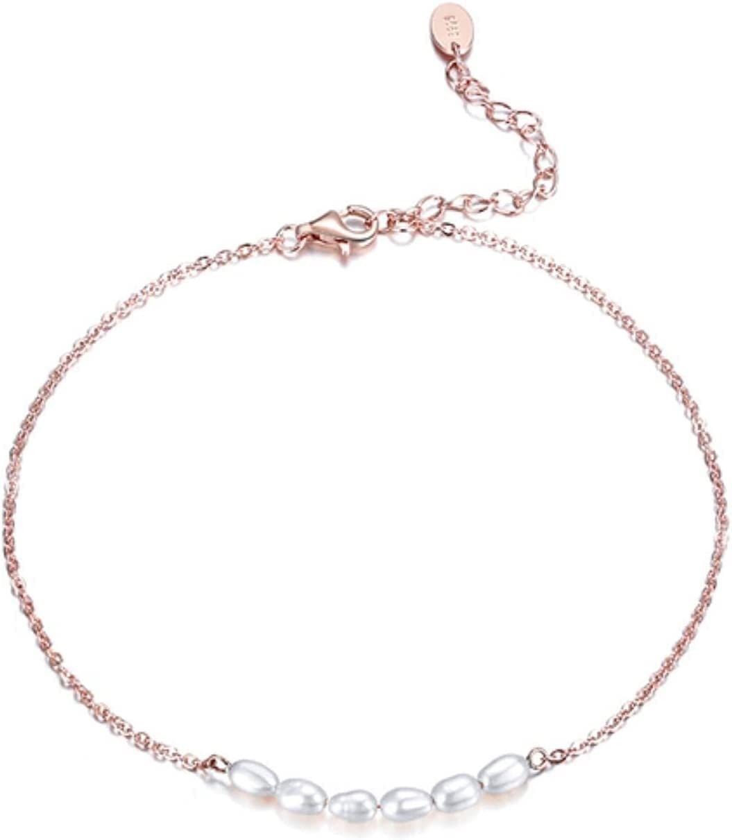 Fußkettchen, 925er Silber, 3,5 mm Kette, Fußkettchen, verstellbar, Silber-/goldfarben, Fußkette, Strandschmuck