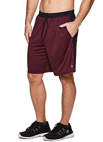 RBX Active Men's Workout Gym Color Block Athletic Shorts Red Block L