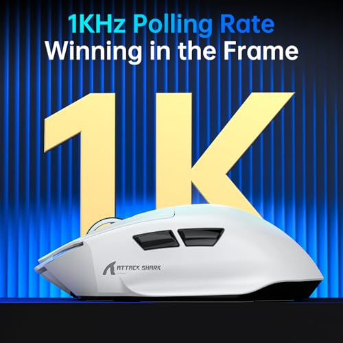 Image of ATTACK SHARK V6 Wireless Gaming Mouse with RGB Charging Dock, 25K DPI PAW3311 Sensor, 1K Polling Tri-Mode Ergonomic PC Mice, 5 Programmable Bottons, Cloud-Based AI Driver for Win /Mac,Black&Tape
