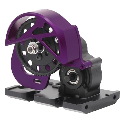 AMK 1/10 Transmission Aluminum SCX10 II Gearbox with Skid Plate for 1/10 RC Crawler Axial AX10 SMT10 Vanquish VS4-10 SCX10 II Upgrades Accessories (Purple)