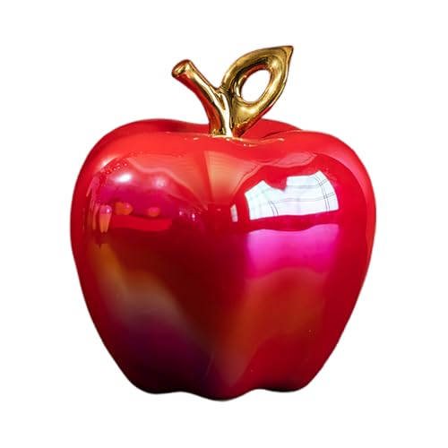 Estatua de Fruta Cerámica Manzana Roja para Decoración