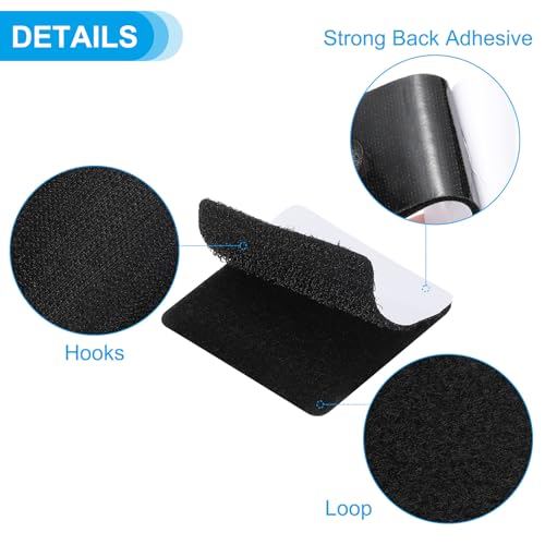 Image of PATIKIL 2 inch x 2 inch Hook and Loop Strips, 24 Pcs Square Strong Tape Double Sided Adhesive Sticky Fastener Back Mounting Tape for Home or Office Use, Indoor & Outdoor Use, Black