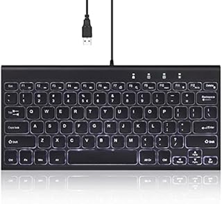 Perixx PERIBOARD-429 US Wired Mini Backlit Keyboard - Thin and Silent Scissor Keys - White Backlight Color - US English
