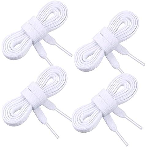 6 Pairs Flat Trainers Shoelace, Wide 8mm Durable Sport Shoelace Replacement Athletic Laces for Sports Football Boots Shoes CasualShoes (White) Cover