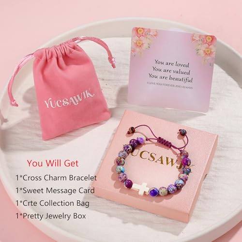 Image of Natural Stone Butterfly Cross Heart Sunflower Pendant Bracelet Suitable for Christmas New Year Valentine'S Day Birthday Bracelet Gifts