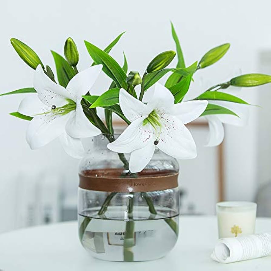 Amazon｜造花 枯れない花 百合 花径 約14.5×全長 約33cm