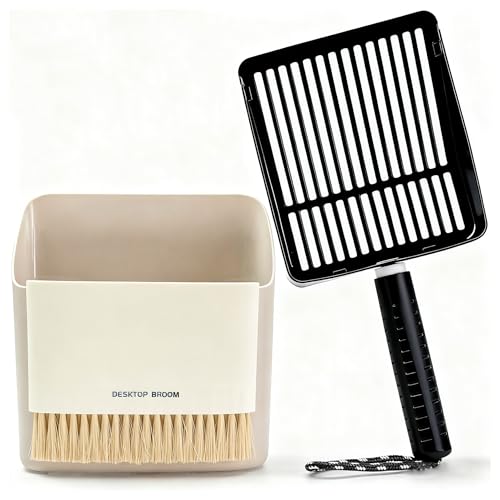 Cosstream Katzenstreu Schaufel - 1 Stück Katzenschaufel Edelstahl mit Behälter Katzenkloschaufeln Streuschaufel Katzenklo Zubehör und...