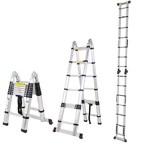 SogesPower 16.5 FT Aluminum Telescoping Ladder Extension Ladder Multi-Purpose Folding Telescopic Ladder with EN131 Standard 330 lbs Capacity,SPJF-UP500D