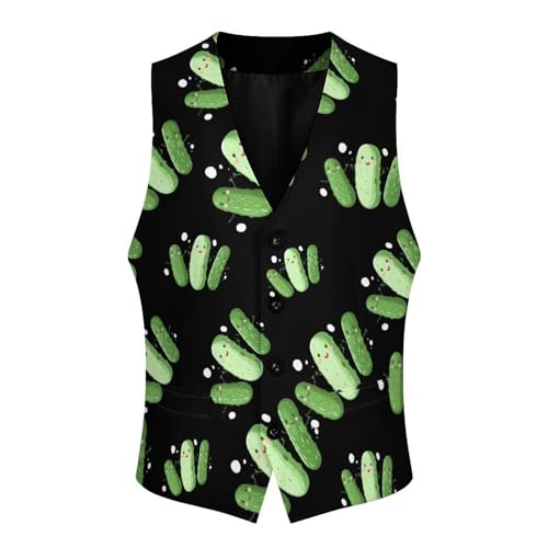 Cute Cucumber Pickle Novelty Men's Suit Vest Funny Formal Dress Vests Business Waistcoat3