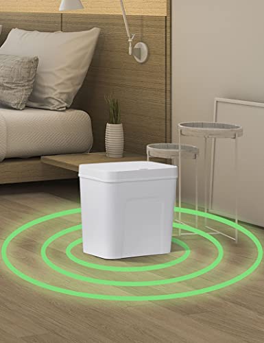 3 Gallon Automatic Trash Can White Small Wastebasket Garbage Container Bin Small Garbage Can with Lid Touchless Motion Sensor Smart Bin for Bathroom, Powder Room, Bedroom, Kitchen, Craft Room, Office