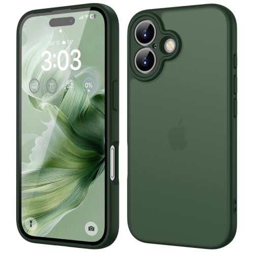 ORDA für iPhone 16 Plus Hülle 6 7 Zoll Vollständiger Kameraschutz Stoßfest Kratzfest Transluzente Rückseite Schutzhülle Anti-Fingerabdruck Matt Handyhülle für iPhone 16 Plus Grün