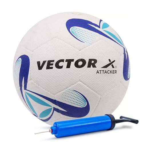 Image of Vector X Synthetic Rubber Moulded Attacker Football with Pump (Size-5)