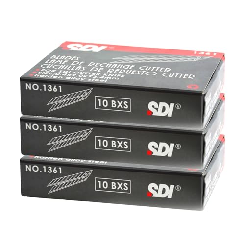 Cuchillas para Cutter de Precisión en Acero SK2+Cr de máxima calidad y corte en 30º, fabricadas por SDI, caja de seguridad con 10 cuchillas distribuido por Office Box. (Pack 30 Cuchillas)