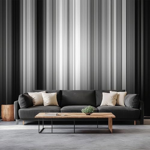 Papel pintado panorámico rayas verticales negras y blancas 450 x 315 cm, póster de pared 3D, diseño geométrico, tapiz fotográfico, pintura de pared no tejida para sala de estar, dormitorio, lienzo