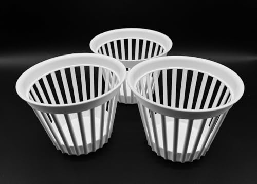 3 Stück Übertopf Stegmuster 12 cm weiß im Set, Orchideentopf Pflanztopf Blumentopf, Zimmerpflanze Dekotopf