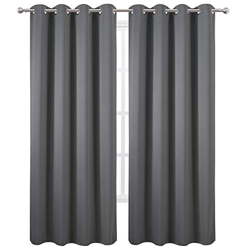 Image of LEMOMO Grey Blackout Curtains /52 x 95 Inch /Set of 2 Panels Thermal Insulated Room Darkening Curtains for Bedroom