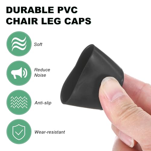 Image of M METERXITY 24-Pack Chair Leg Caps, 1-1 /8 Inch(28mm) PVC Chair Leg Floor Protectors for Folding Chairs /Metal Chairs /Furniture Table /Hardwood Floors, Round Non-Slip Cover End Tips [Black]