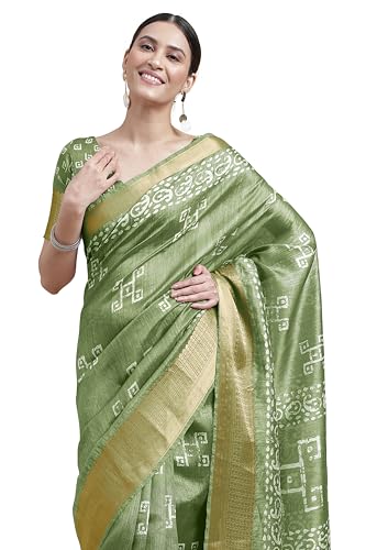 Image of MIRCHI FASHION Women Saree Cotton Silk Batik Block Printed | Breathable Office Wear and Regular Use Sari with Blouse Piece