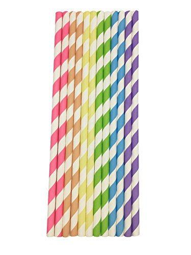 Paper Straws Christmas Drinking Party 150Pcs with Paper Packaging Bulk Drinking Straws Decorations for Birthday Wedding Baby Shower Valentine in Bright Rainbow Color Striped