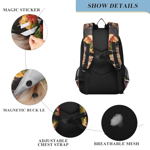 Pug Dog Pizza Taco Galaxy Backpack Lightweight Bookbag Laptop Backpack College School Bag for Boys Girls Kids3