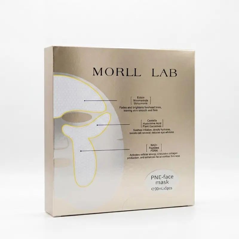 MORLL LAB PNE Face Mask Sheet – Hydrating & Soothing Sheet Mask with Niacinamide, Hyaluronic Acid & Peptides (30ml x 5pcs)