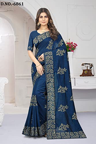 Sari traditionnel en soie ajustable ajustement parfait 8778 bleu sarcelle