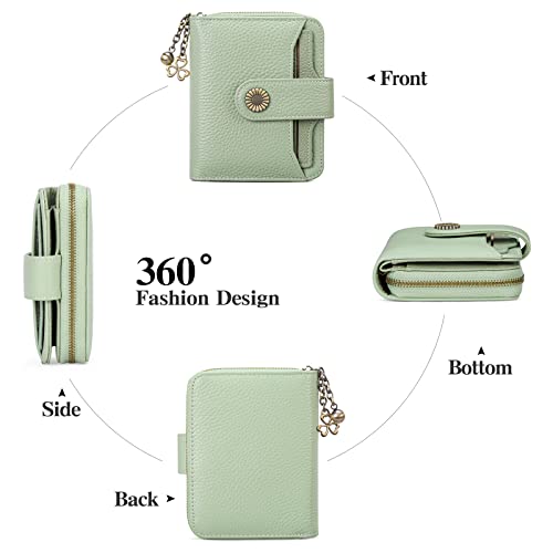 Image of GOIACII RFID Women's Wallet Cute Small Credit Card Holder Ladies Coin Pouch Leather Light Green