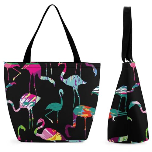 Sac à bandoulière flamant rose grand volume : confort épaule pour shopping et voyage