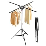 Caossuixin Alloy Steel Semi Rotary Washing Line Airers, Foldable Portable Washing Line with Freestanding 4 Arm & 3 Stable, Clothes Airer, Adjustable Height 120-170cm