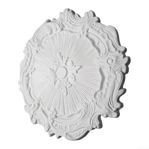 Medallón de techo blanco de 43 cm para renovar el salón y enmarcar tu ventilador