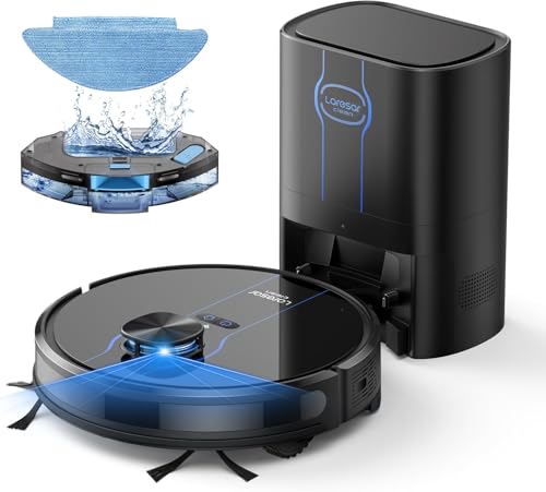 Laresar Clean Saugroboter mit Wischfunktion 10000Pa Saugroboter mit Absaugstation L6 Nex LiDAR Navigation 3L Staubsauger bis zu 180Min 3-in-1 Kehren Wischen und Staubsaugen Ideal für Tierhaare