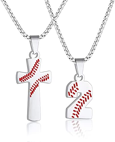 Ayochan Baseball Necklaces Number Cross 