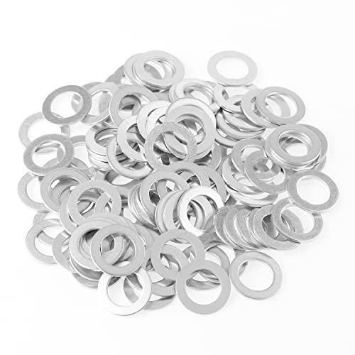 Image of HELIFOUNER 100 Pieces M10x16x1.0mm Automotive Drain Plug Gaskets, Oil Crush Washers, Aluminum Flat Washers, Inner Diameter 10mm, Outer Diameter 16mm, Thickness 1.0mm