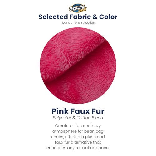 ULTIMATE SACK 6ft Bean Bag Chair, Oversize Bean Bag Chair for Adults, Comfy Chair Bean Bag Couch Lounge Sofa Loveseat Furniture | Pink Fur