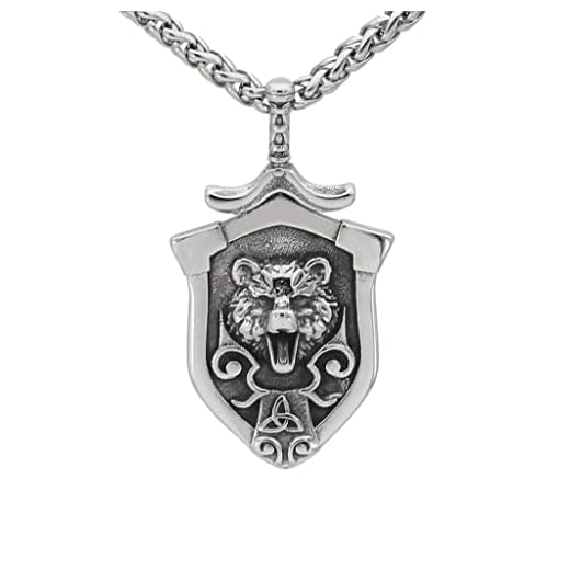 Nordic Viking Wolf Halsband FöR MäN, Rostfritt StåL Rune Amulet Shield Medal HäNge Med Kedja, Skandinavisk Norse Vintage Gothic Smycken Present,Wolf head,23 inches