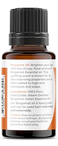 Viva Doria Bergamot Essential Oil, 100% Pure, Natural, Italian Bergamot Essential Oil, Undiluted, for Aromatherapy | Food Grade, 15 mL (0.5 Fluid Ounce)