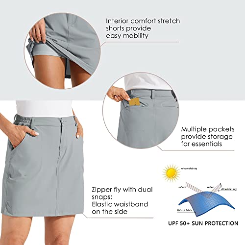 Willit Women's Skorts Golf Casual Skort Skirts Upf 50+ Quick Dry Zip Pockets Outdoor Hiking Gray M #TOP3