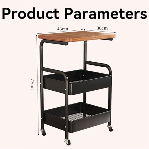 Carrito de madera con ruedas de 3 niveles, estantería multifuncional de almacenamiento para sala de estar, dormitorio, cocina