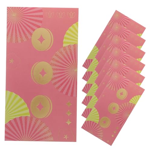 AGFELO 6個結婚式用赤い封筒 浮彫箔押し銅銭柄 お年玉袋 現金収納可能 多目的で耐久性のお祝い用レッドパケット