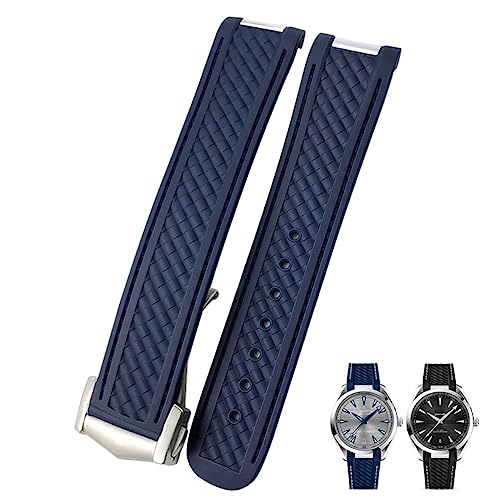 Bracelet montre caoutchouc 20mm Omega Seamaster 300 bleu pour un style marin chic au quotidien