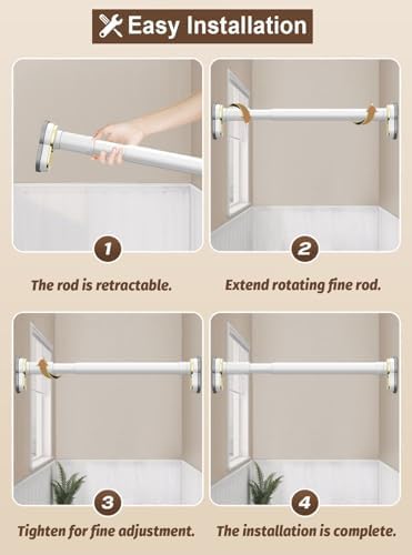 Adjustable Telescopic Clothes Rail Tension Bar - Extendable Drying Rod for Closet & Laundry Room - Versatile Hanger Pole (White, 1.1-2.0m)