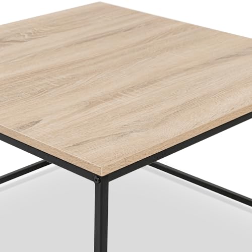 Table basse carrée 70 cm bois/métal noir, IDMarket