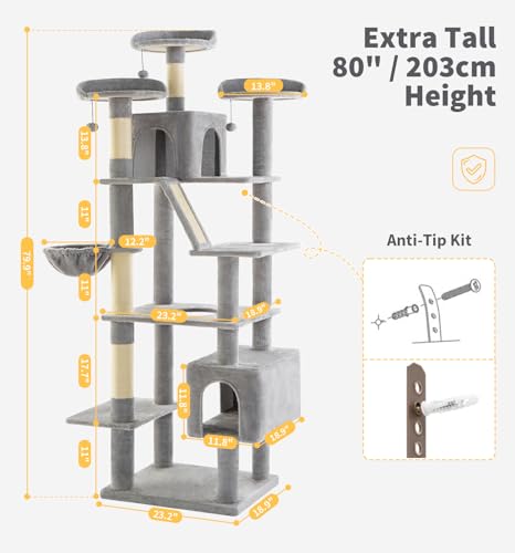 Árbol para gatos alto 80 pulgadas con 3 perchas y condos miniatura 2
