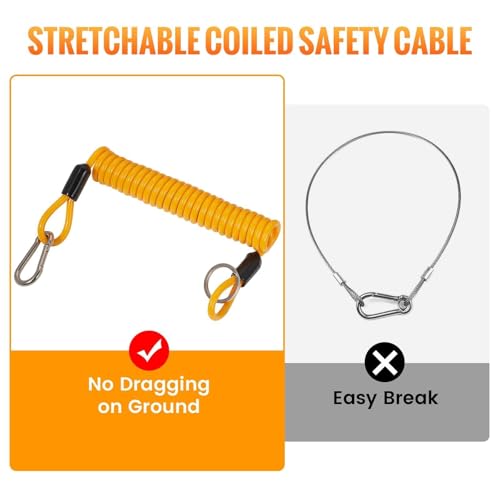MECMO 4ft Breakaway Trailer Cable Trailer Brake Safety Cable Heavy Duty Stainless Steel Spring Towing Coiled Wire, Replacement Trailer Break Away Switch Safety Lanyard for RV Trailer Emergency Camper