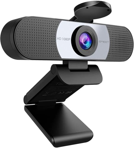 eMeet Webcam 1080P- Webcam C960 Full HD avec Double Microphone, Paramètres réglables, Grand Angle 90 ° avec Correction Automatique, Plug & Play, caméra de...