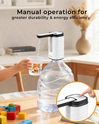 Image of Aluan Automatic Water Can Dispenser Pump for 20 Litre Bottle-Big Battery Portable C Type USB Rechargeable Water Pump Dispenser for Home-with Low Noise & High Efficiency (White)