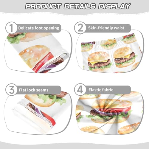 Set of Burgers Girls Leggings,Workout Leggings for Girls Toddler Athletic Legging Size for 3-10T3