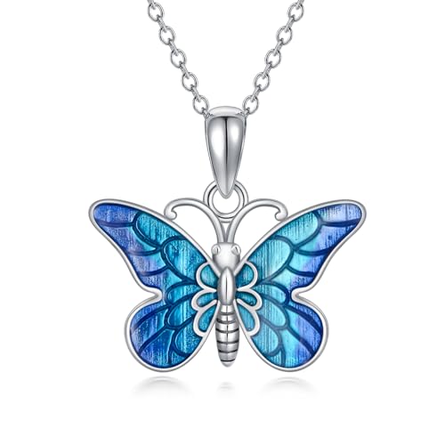 Butterfly Necklaces S925 Sterling Silver Butterfly Pendant for Women Present for Wife Girlfriend Mother - Main Image