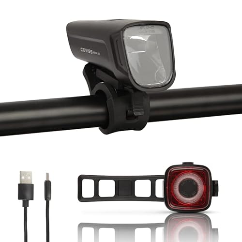 LED Premium Fahrradlicht - Set Akku - 100/75/50 LUX - Fahrradlampe USB wiederaufladbares Front- / Rücklicht, IPX5 Wasserdicht StVZO zugelassen Schwarz